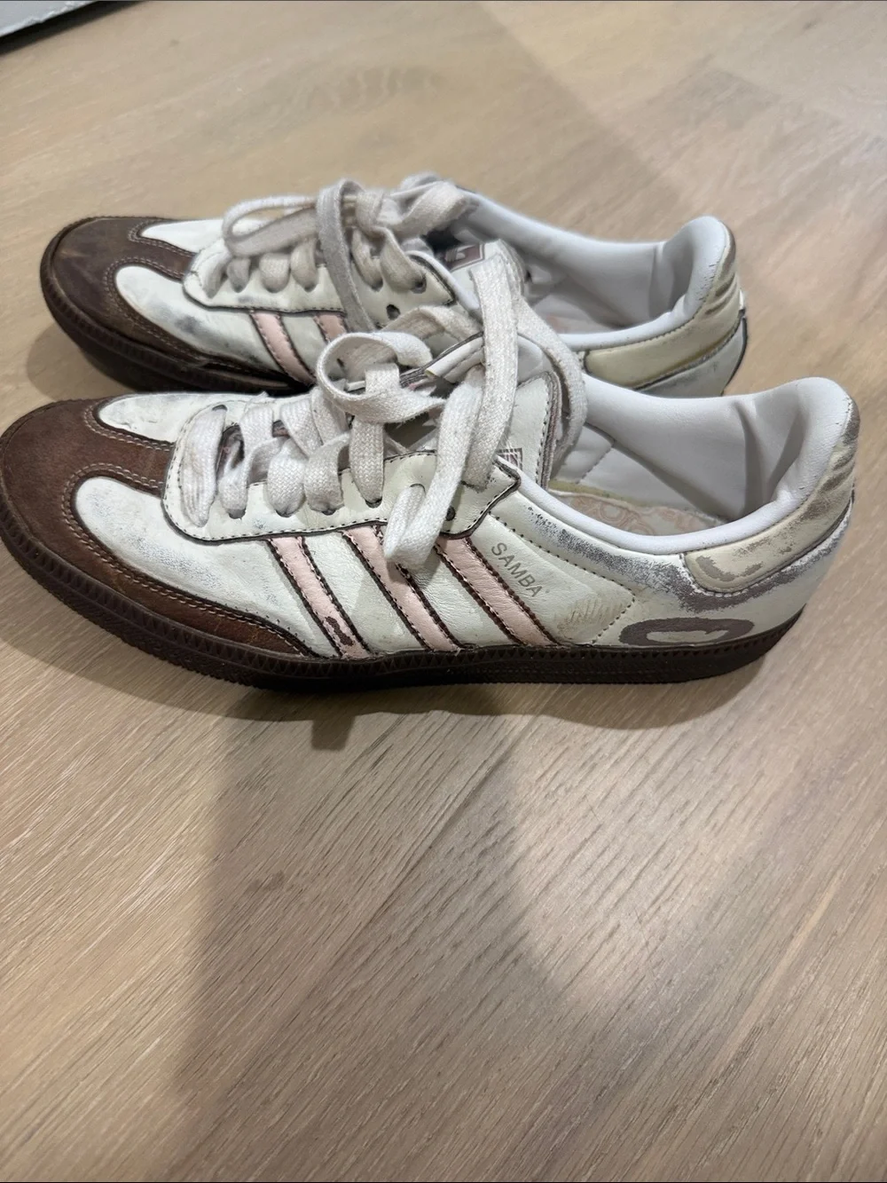 adidas Samba Women's White, Brown & Pink Retro Sneakers